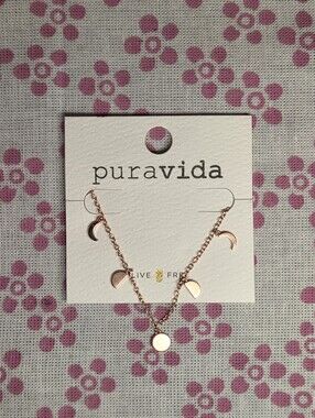 Pura Vida Rose Gold Crescent Moon Phases Necklace
